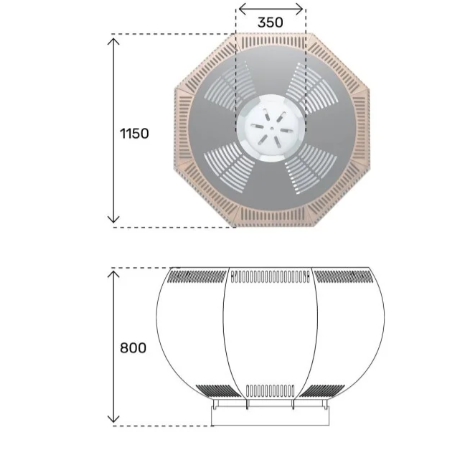 Grillring met uitklapbare tafels (hoog)
