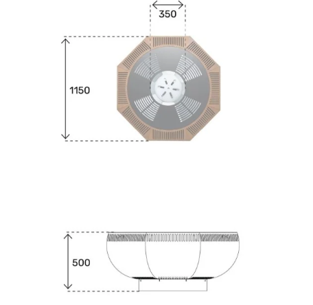 Grillring met uitklapbare tafels (laag)